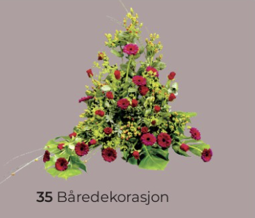 Røde blomster i blomsterdekorasjon