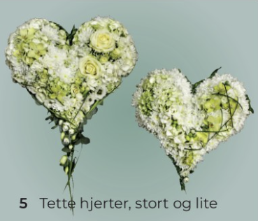 Hvite blomster i stort og lite hjerte